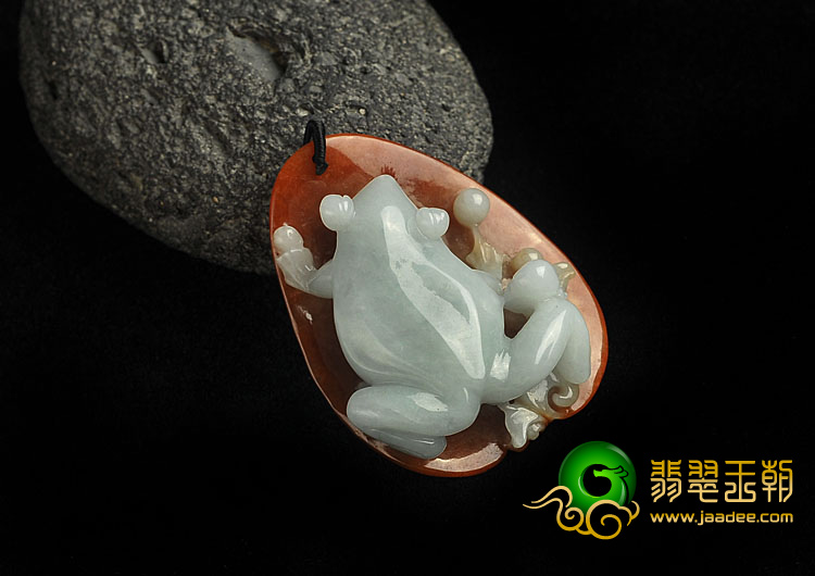 糯冰种红黄翡缅甸翡翠A货青蛙挂件