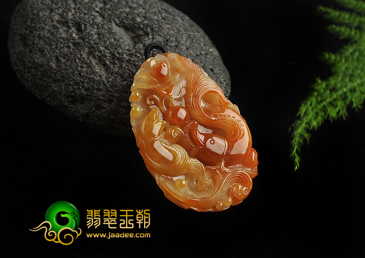 糯冰种红黄翡缅甸翡翠A货金玉满堂挂件