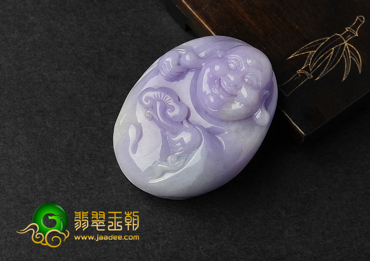 糯冰种紫罗兰缅甸翡翠A货玉佛挂件