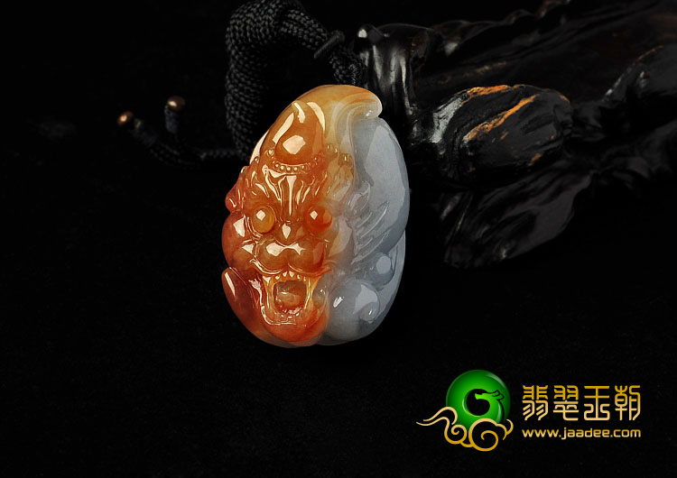糯冰种红黄翡缅甸翡翠A货福寿挂件