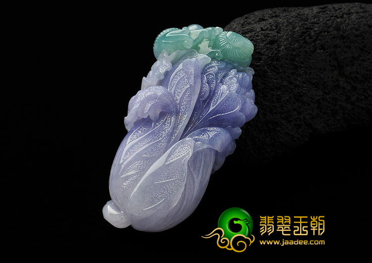 糯冰种紫罗兰晴水缅甸翡翠A货白菜挂件