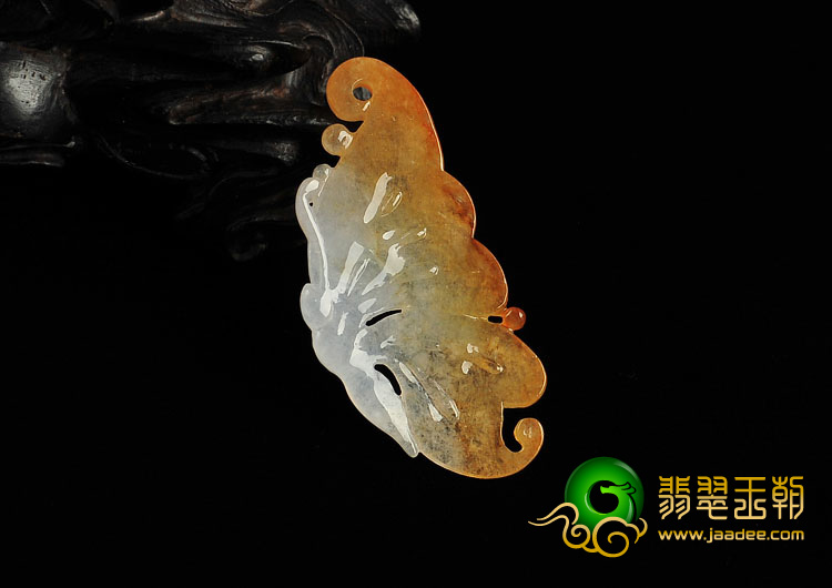 冰种红黄翡缅甸翡翠A货蝴蝶挂件