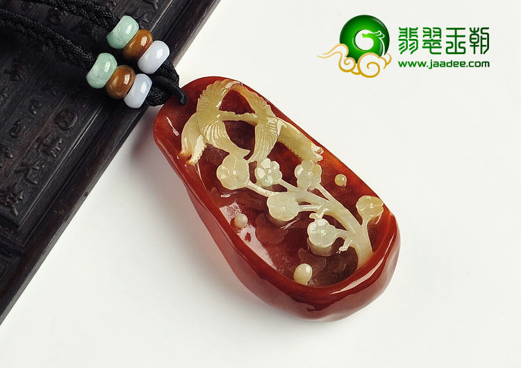 冰种褐红翡缅甸翡翠A货比翼双飞挂件
