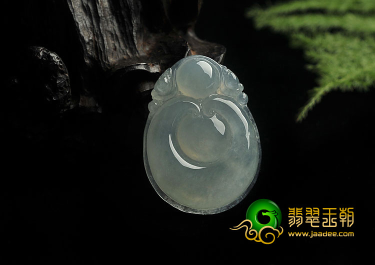 冰种晴水缅甸翡翠A货双龙如意挂件