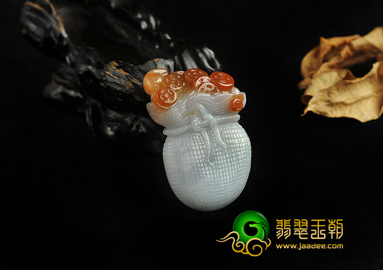 糯冰种褐黄翡缅甸翡翠A货代代有钱挂件