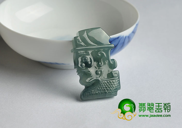冰种飘花缅甸翡翠A货青铜武士挂件