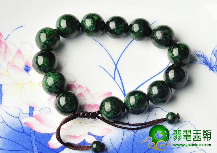 细糯种廯加绿缅甸翡翠A货圆珠手链