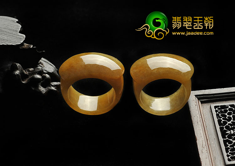 糯冰种褐黄翡缅甸翡翠A货马鞍戒（单价）