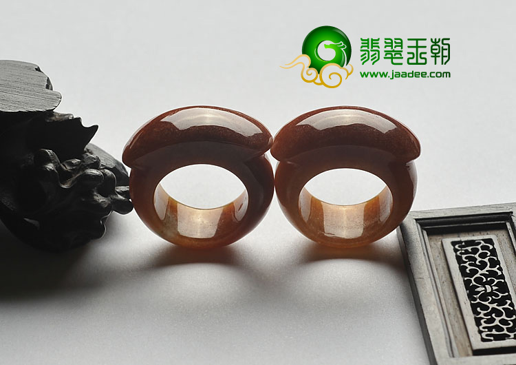 糯冰种褐红翡缅甸翡翠A货马鞍戒（单价）