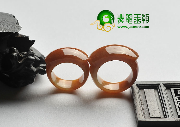 糯冰种红黄翡缅甸翡翠A货马鞍戒（单价）