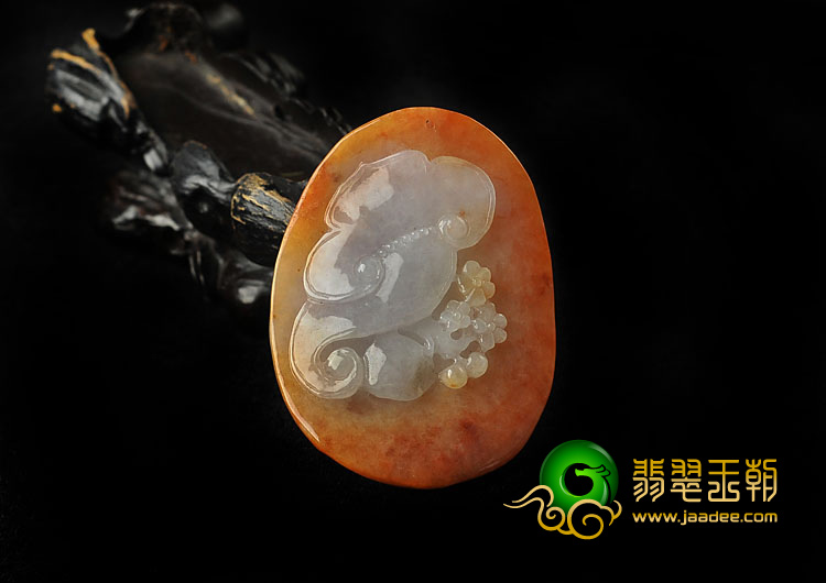 糯冰种红黄翡缅甸翡翠A货花开富贵挂件