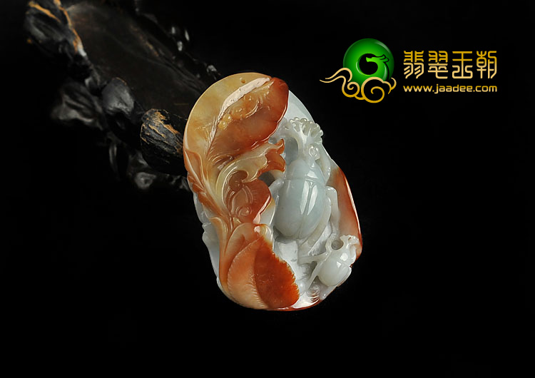 糯冰种红黄翡缅甸翡翠A货富甲天下挂件