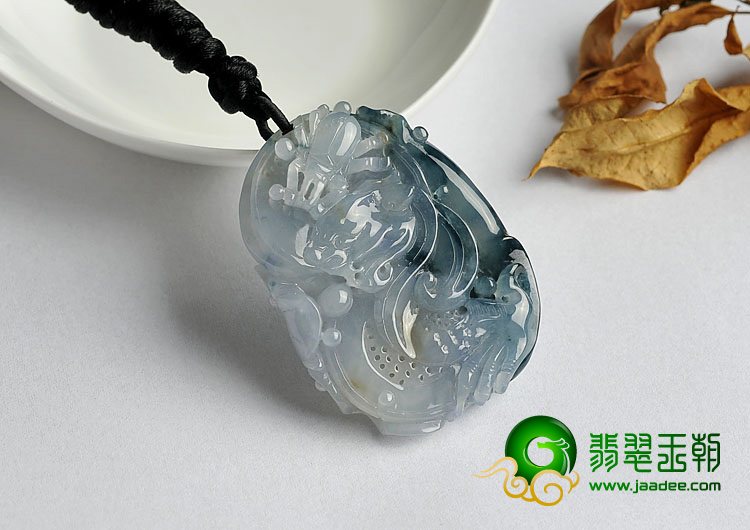 冰种飘花缅甸翡翠A货龙行如意挂件