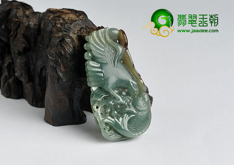 糯冰种青褐翡缅甸翡翠A货抓住机遇挂件