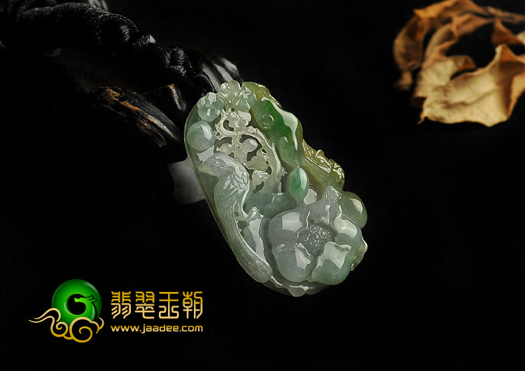 糯冰种三彩缅甸翡翠A货鸟语花香挂件