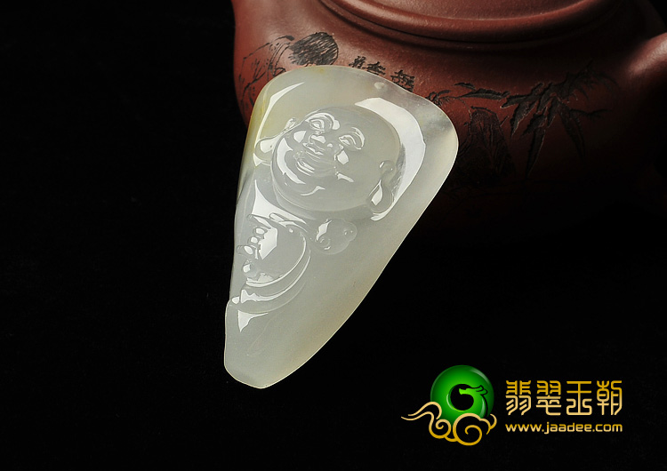 (超值推荐)冰种淡黄翡缅甸翡翠A货玉佛挂件