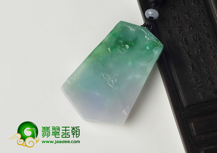 冰种春带彩缅甸翡翠A货有凤来仪挂件