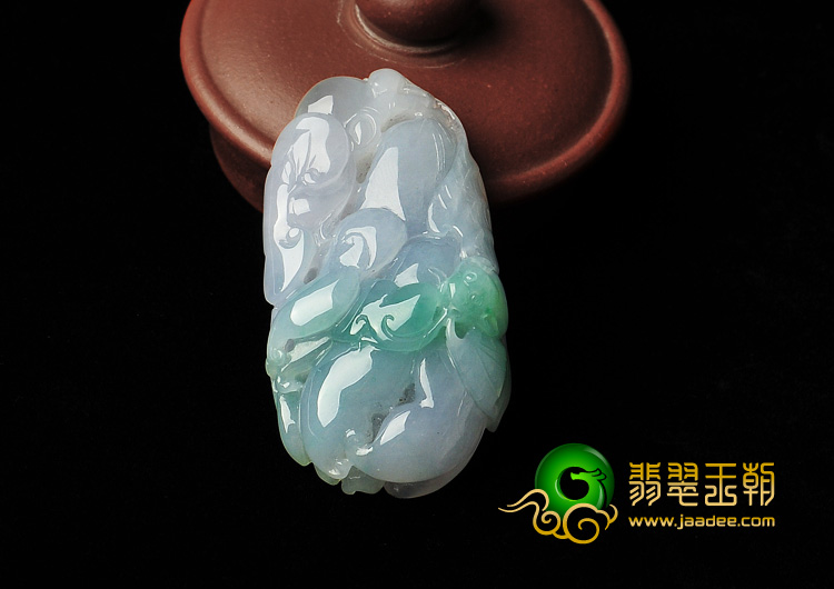 冰种春带彩缅甸翡翠A货佛手挂件