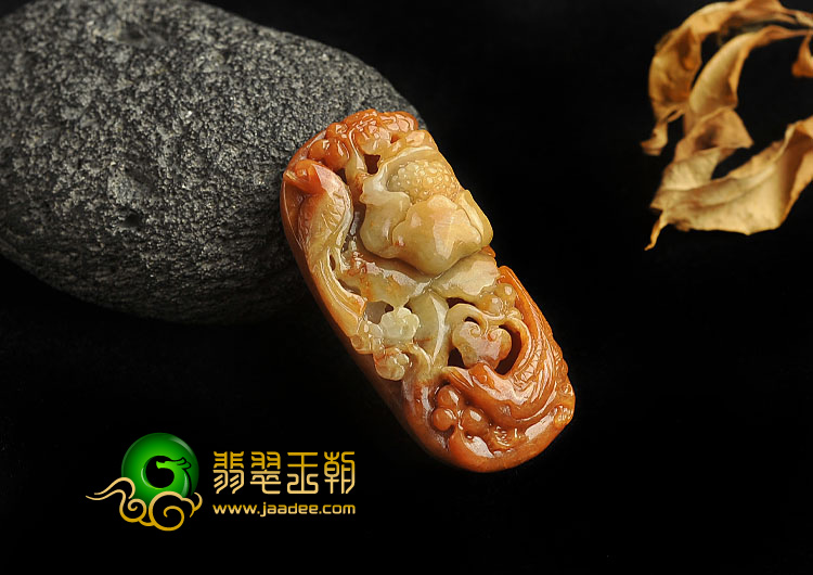 细糯种红黄翡缅甸翡翠A货富贵双喜挂件