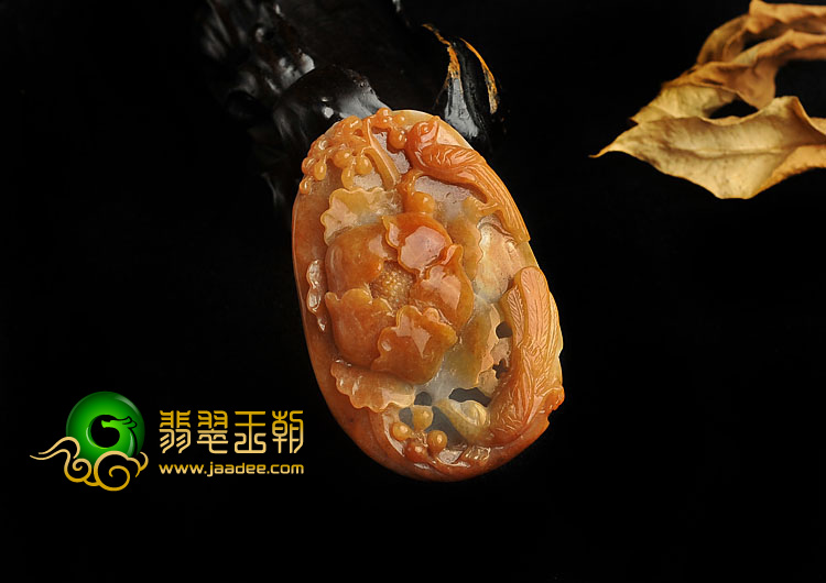糯冰种红黄翡缅甸翡翠A货富贵双喜挂件