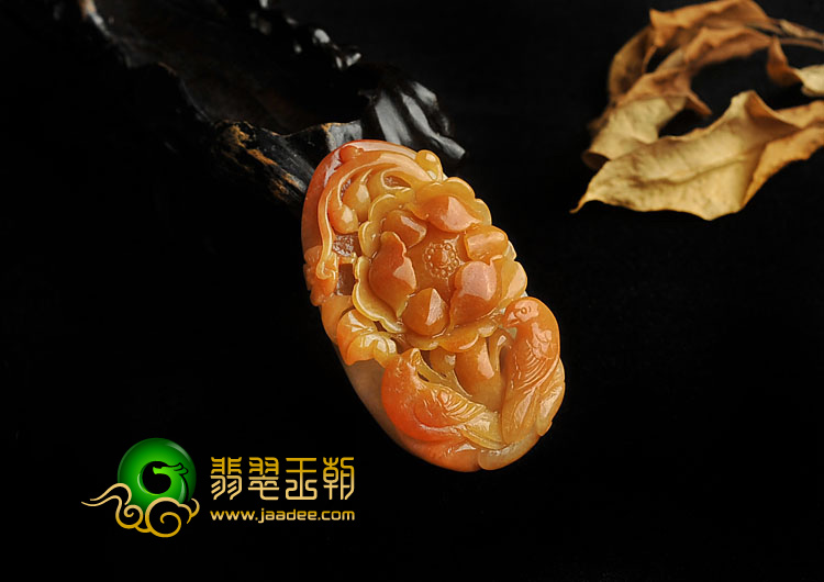 糯冰种红黄翡缅甸翡翠A货富贵双喜挂件