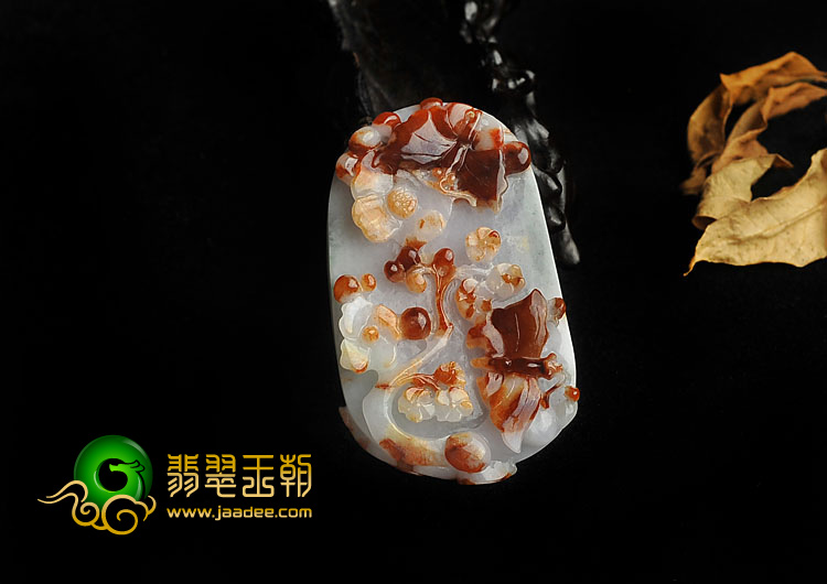 糯冰种红黄翡缅甸翡翠A货蝶恋花挂件