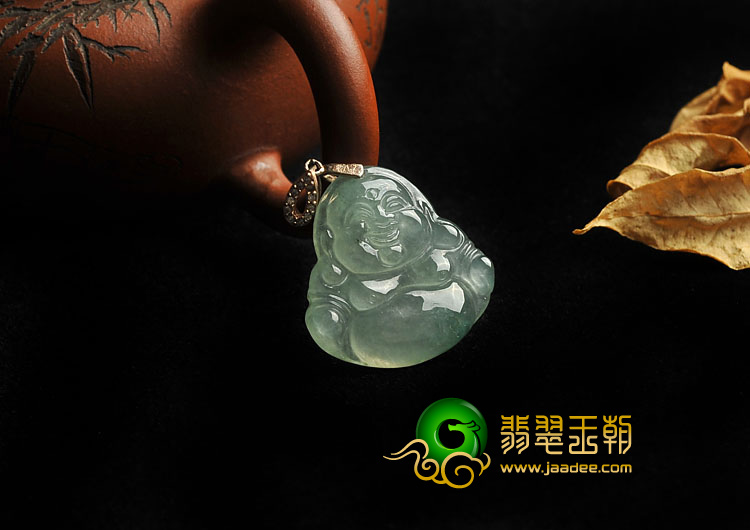 冰种飘花缅甸翡翠A货玉佛挂件