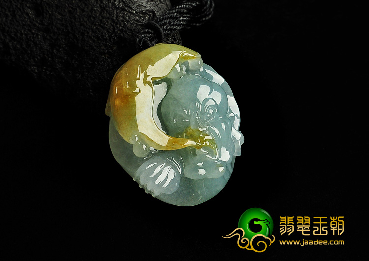 冰种黄翡晴水缅甸翡翠A货罗汉挂件