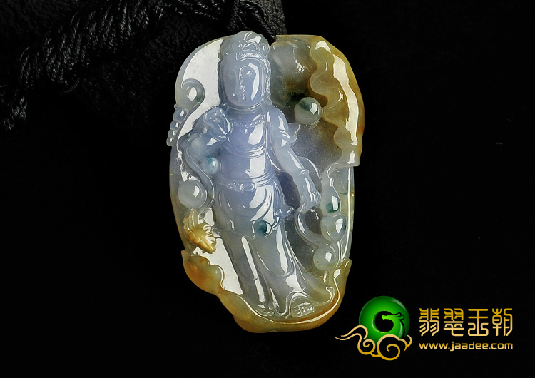 冰种三彩缅甸翡翠A货观音挂件