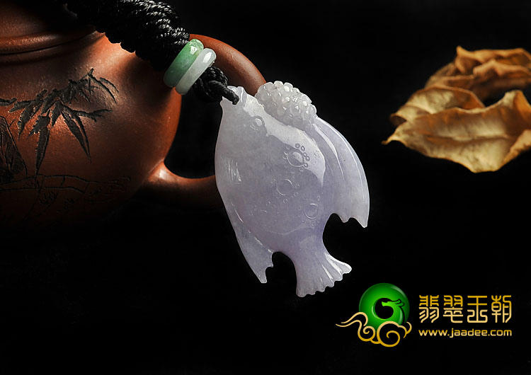 糯冰种紫罗兰缅甸翡翠A货小鱼挂件