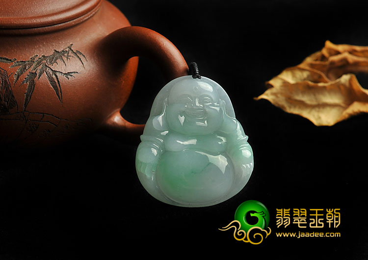 糯冰种翠色缅甸翡翠A货玉佛挂件