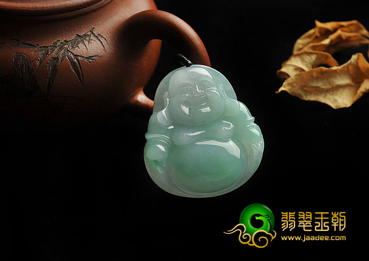 糯冰种翠色缅甸翡翠A货玉佛挂件