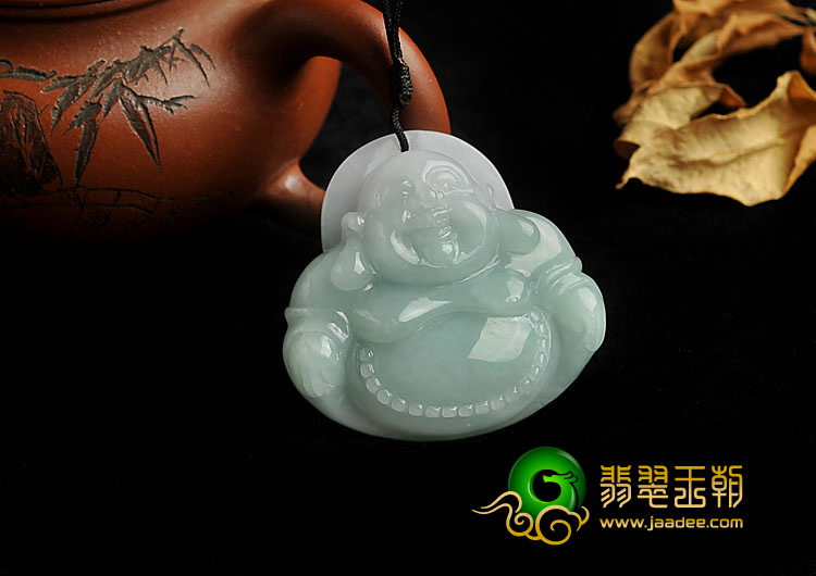 糯冰种春带彩缅甸翡翠A货玉佛挂件