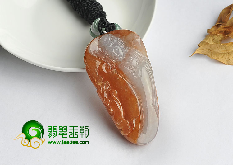 冰种褐红翡缅甸翡翠A货站观音挂件