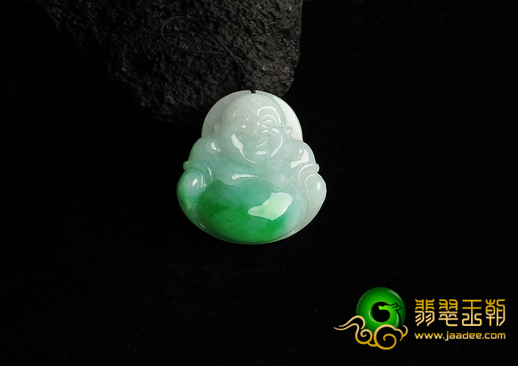 糯冰种翠色缅甸翡翠A货玉佛挂件