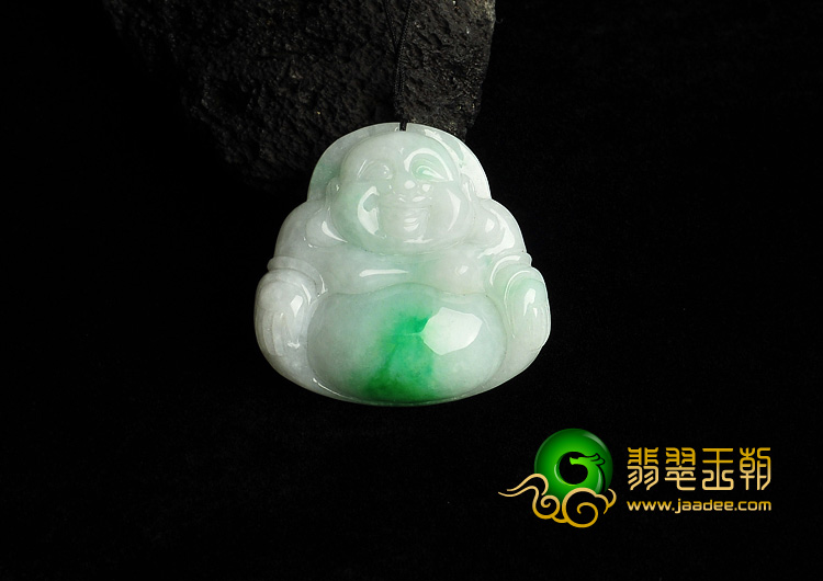 糯冰种翠色缅甸翡翠A货玉佛挂件