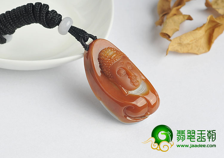 糯冰种红黄翡缅甸翡翠A货释迦牟尼挂件