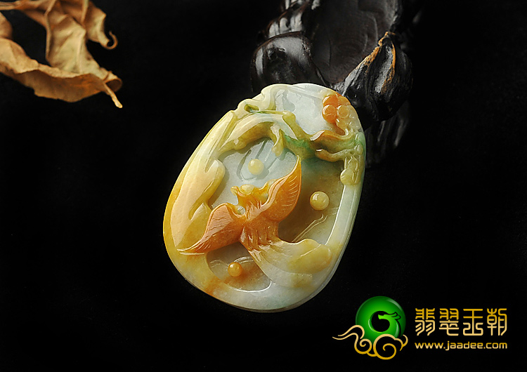 糯冰种三彩缅甸翡翠A货雁南飞挂件