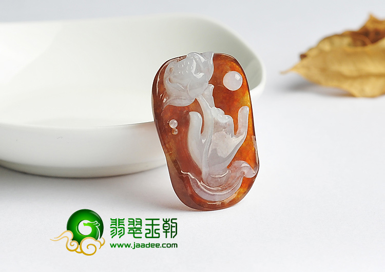 冰种褐黄翡缅甸翡翠A货信手捏花挂件