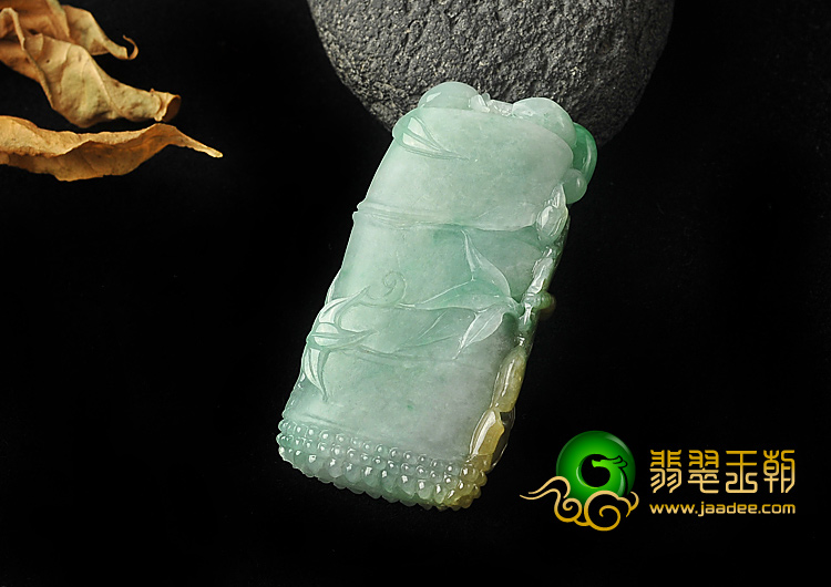 糯冰种黄加绿缅甸翡翠A货节节高升挂件