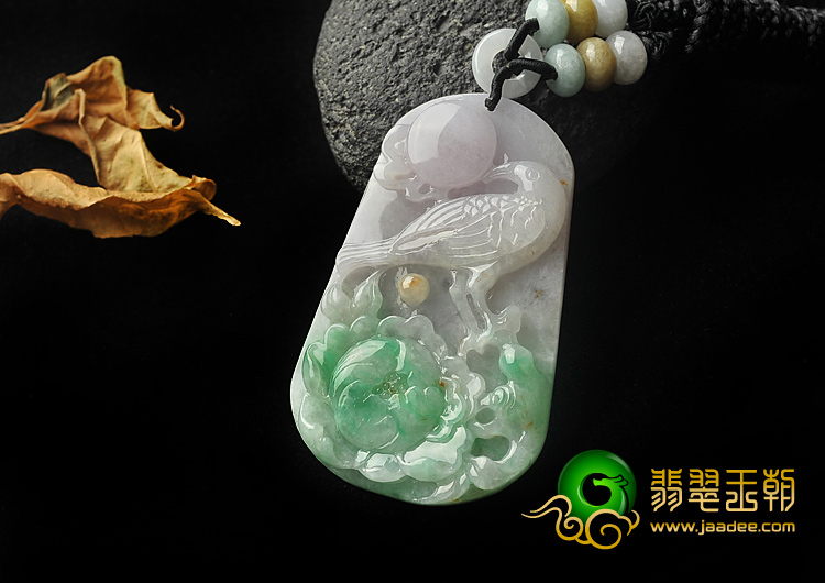 糯冰种三彩缅甸翡翠A货花开富贵挂件
