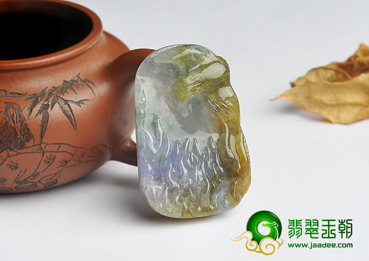 冰种三彩缅甸翡翠A货大展宏图挂件