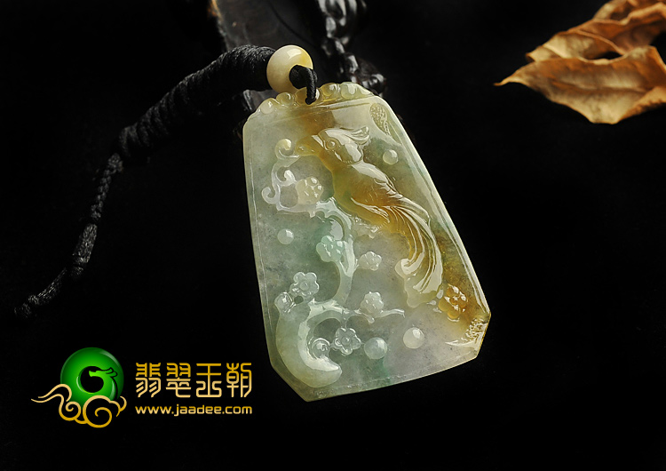 冰种三彩缅甸翡翠A货喜上枝头挂件