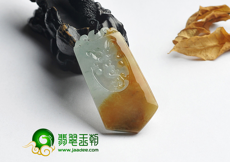 冰种褐黄翡晴水缅甸翡翠A货望子成龙挂件