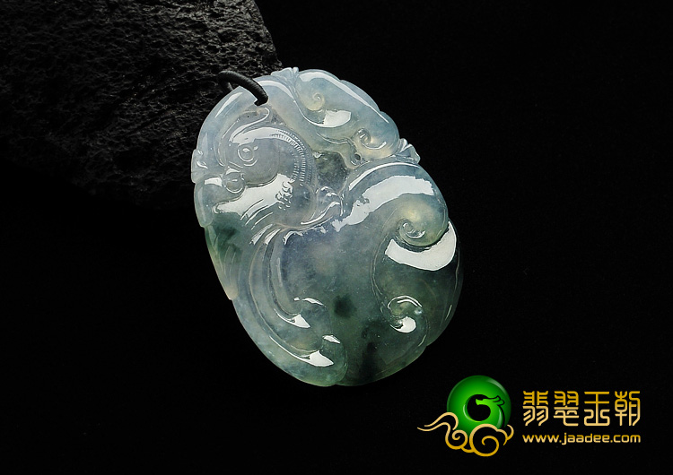 冰种飘花缅甸翡翠A货有凤来仪挂件