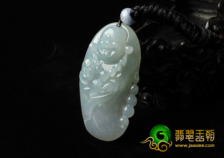 冰种晴水缅甸翡翠A货童子拜佛挂件