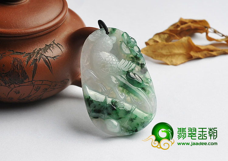 糯冰种飘花缅甸翡翠A货节节高升挂件