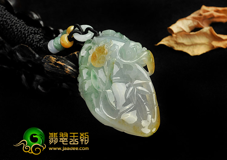 冰种三彩缅甸翡翠A货节节高升挂件
