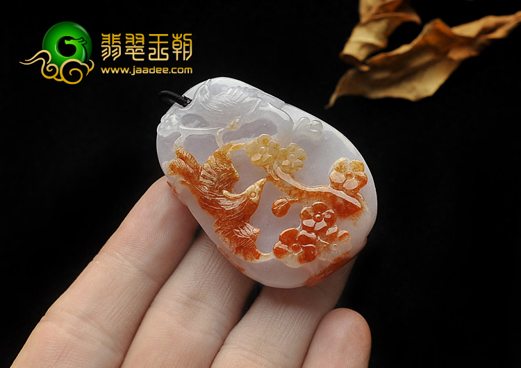 糯冰种紫罗兰带红黄翡缅甸翡翠A货富贵双喜挂件