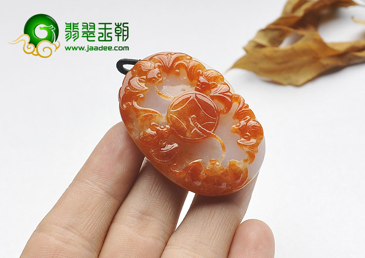 糯冰种红黄翡缅甸翡翠A货五福临门挂件